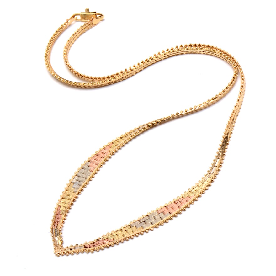 Italian 14K Tri-Tone Gold Necklace