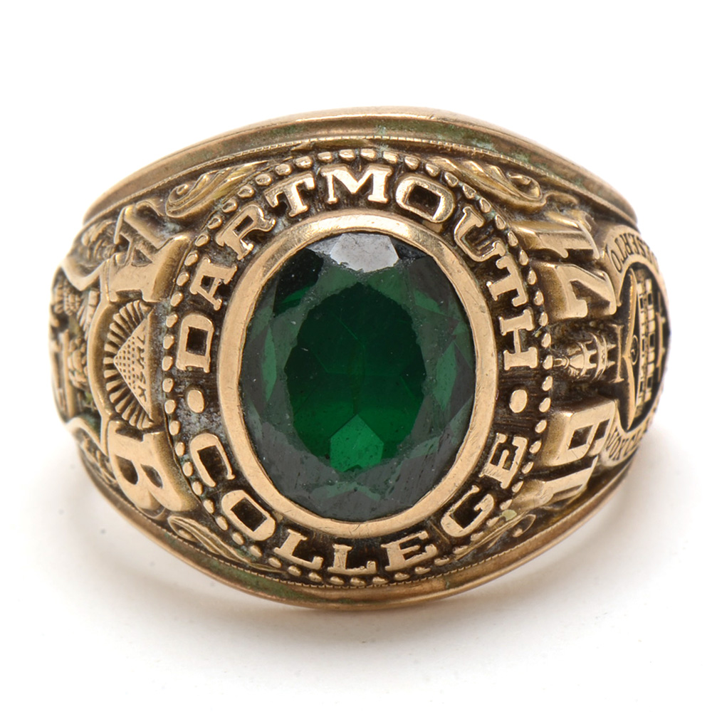 10K Yellow Gold Synthetic Spinel "Dartmouth College" Class Ring