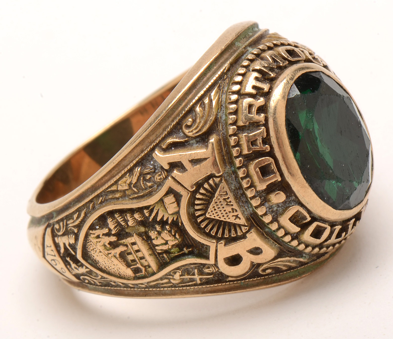 10K Yellow Gold Synthetic Spinel "Dartmouth College" Class Ring
