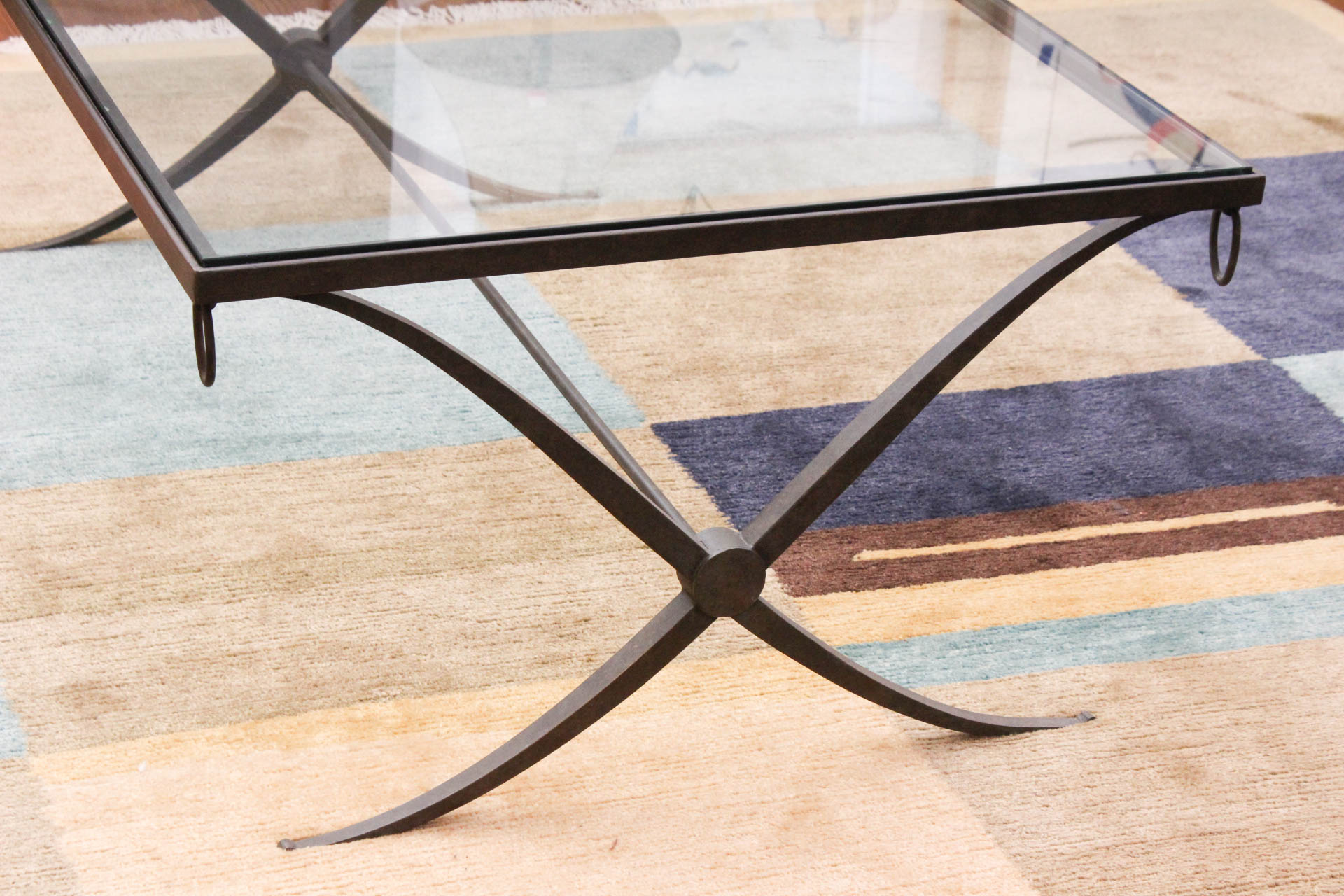 "Baker Collection" Iron and Glass Coffee Table by Barbara Barry
