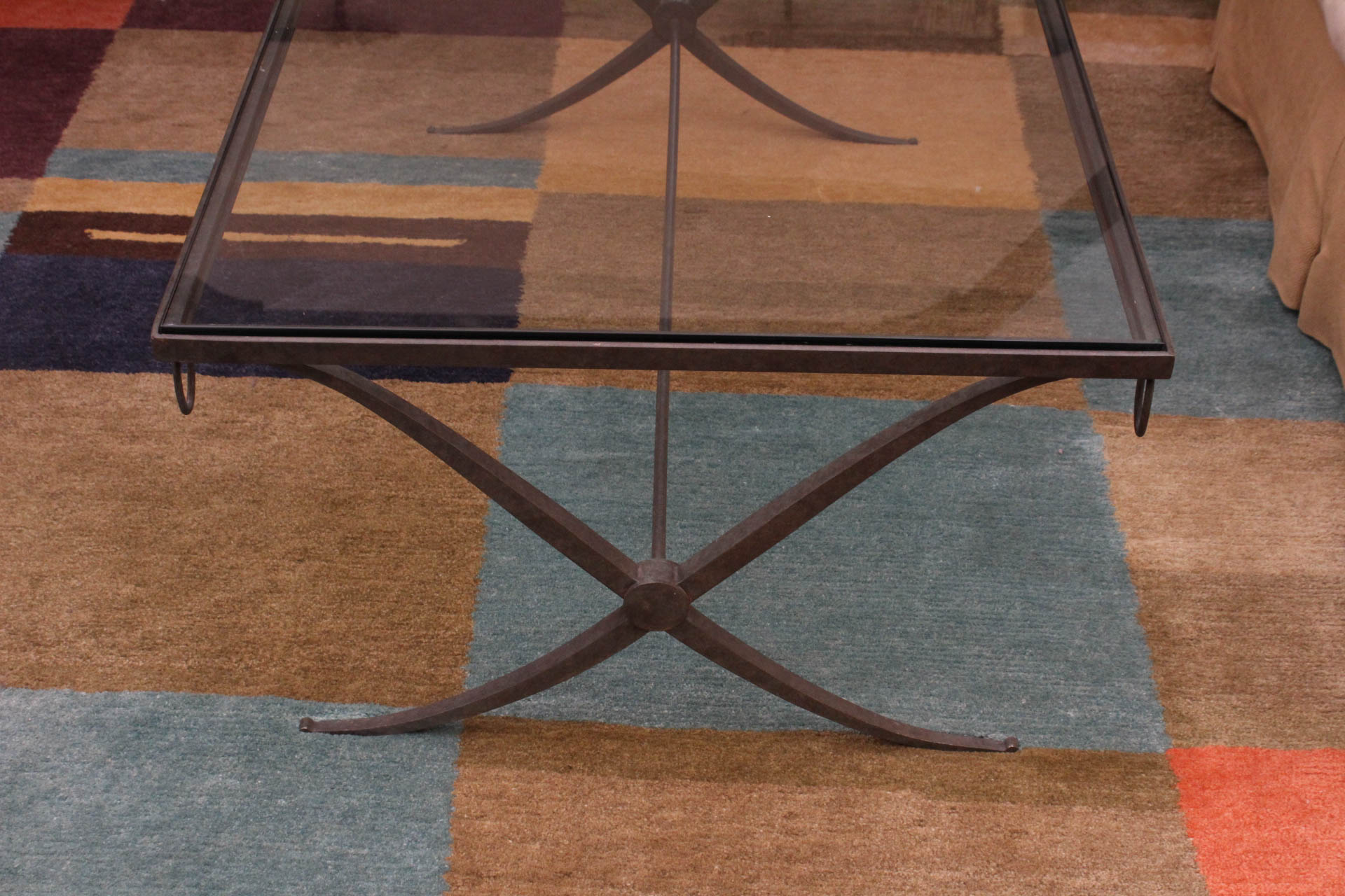 "Baker Collection" Iron and Glass Coffee Table by Barbara Barry