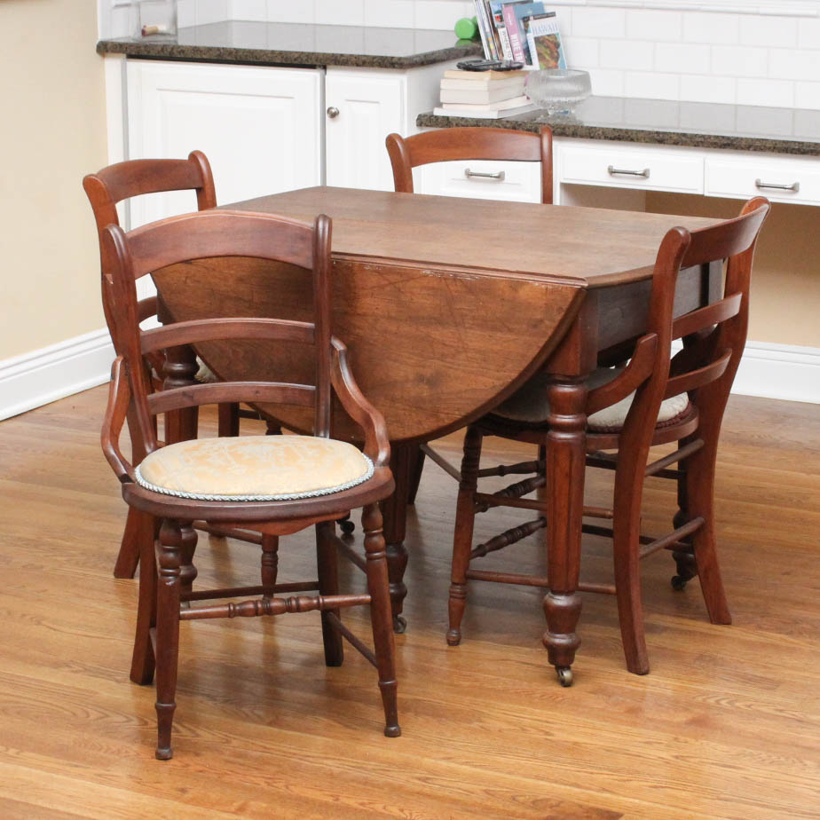 Mahogany Drop Leaf Dining Table with Chairs