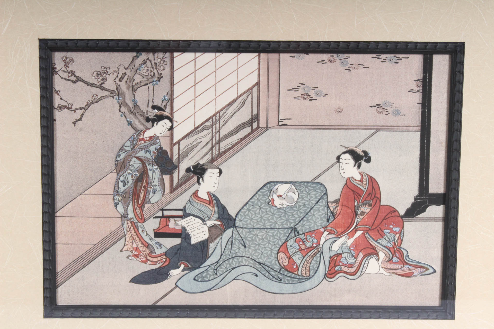 After Suzuki Harunobu Japanese Woodblock "Beauty at Kotatsu"