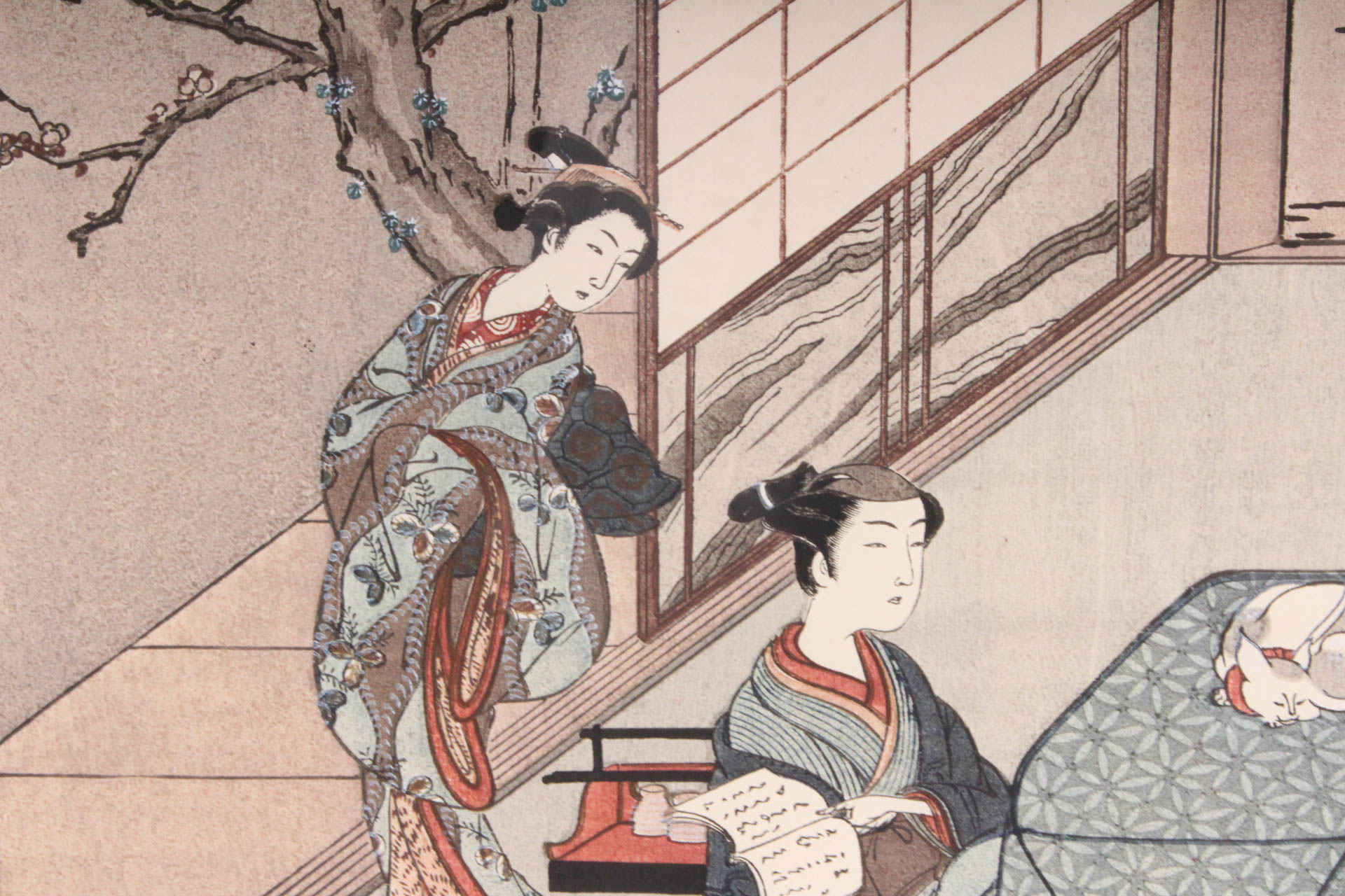 After Suzuki Harunobu Japanese Woodblock "Beauty at Kotatsu"