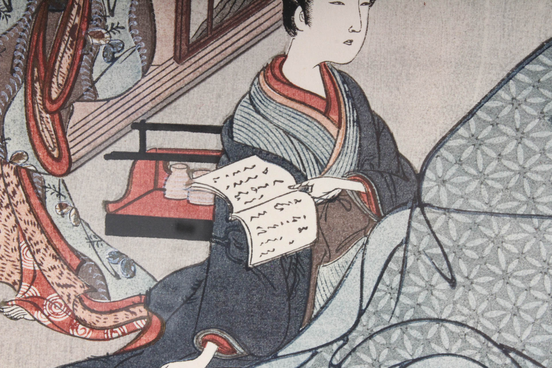 After Suzuki Harunobu Japanese Woodblock "Beauty at Kotatsu"