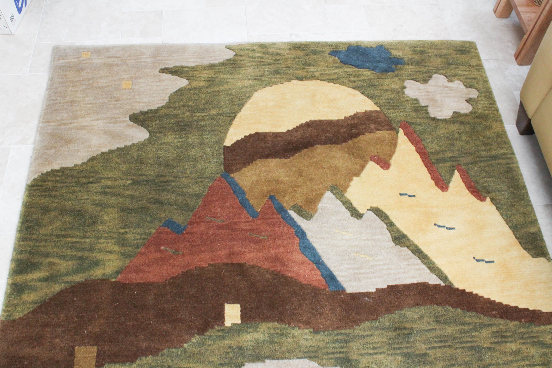 Hand Knotted Tibetan Pictorial Landscape Wool Rug