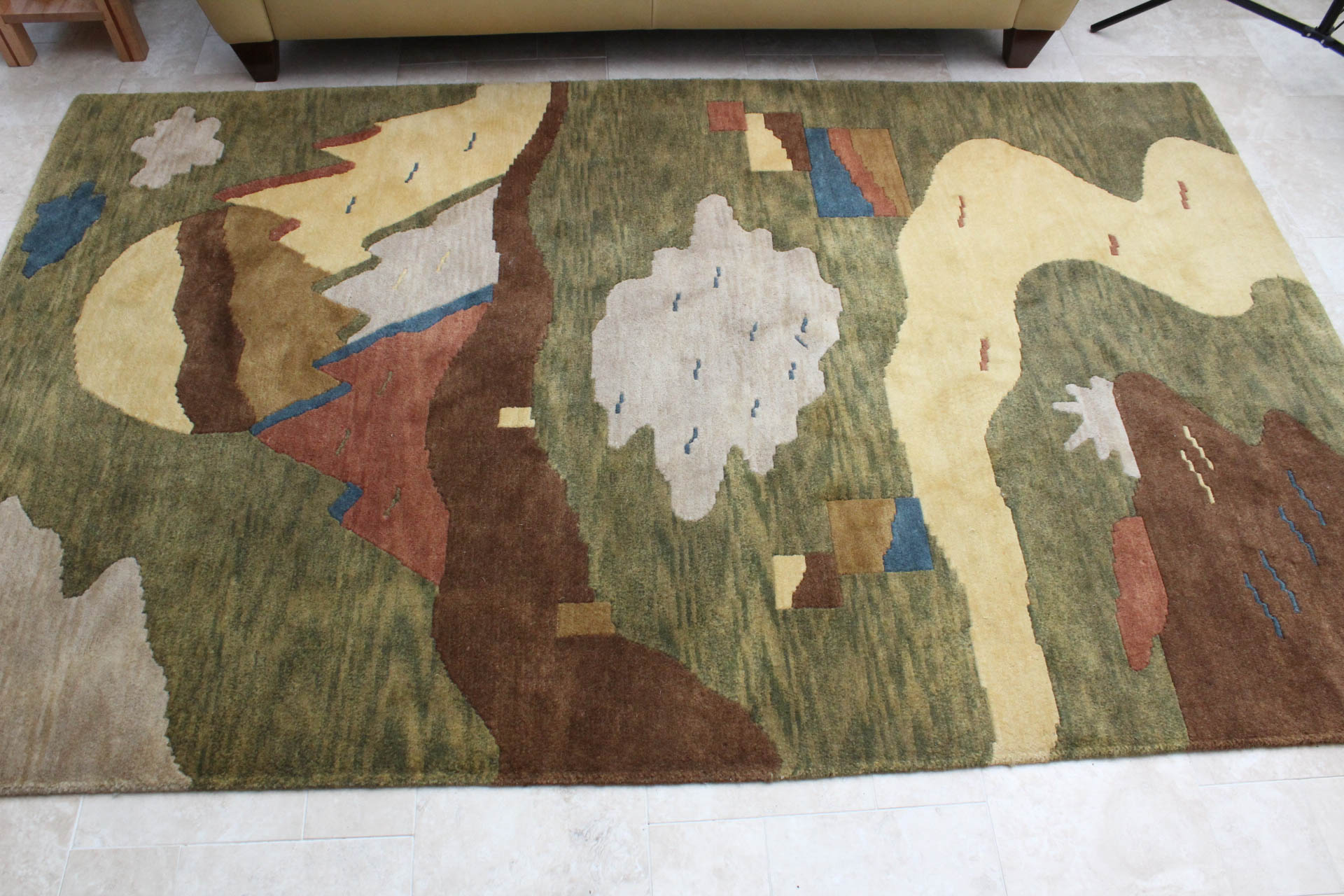 Hand Knotted Tibetan Pictorial Landscape Wool Rug
