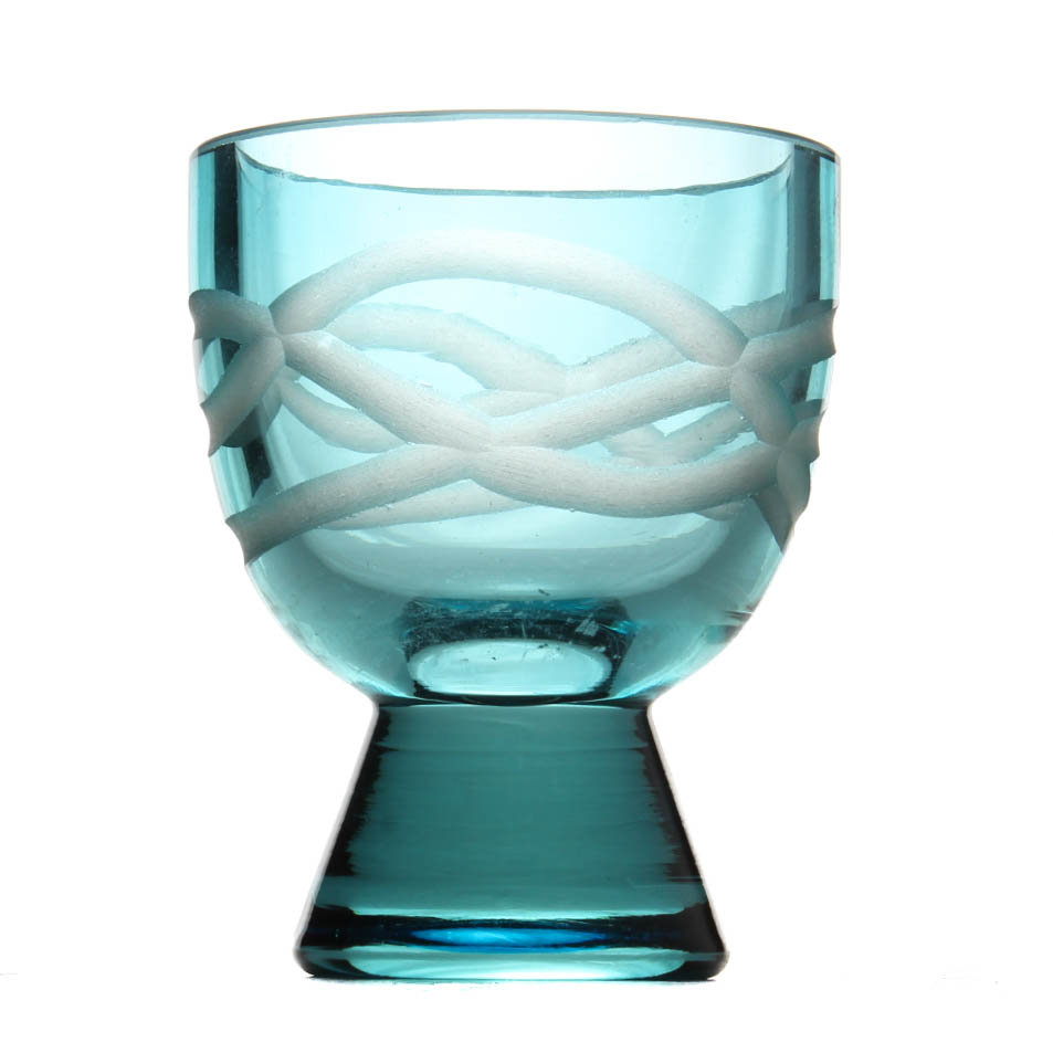 Evolution by Waterford Blue Cut Crystal Candle Holder