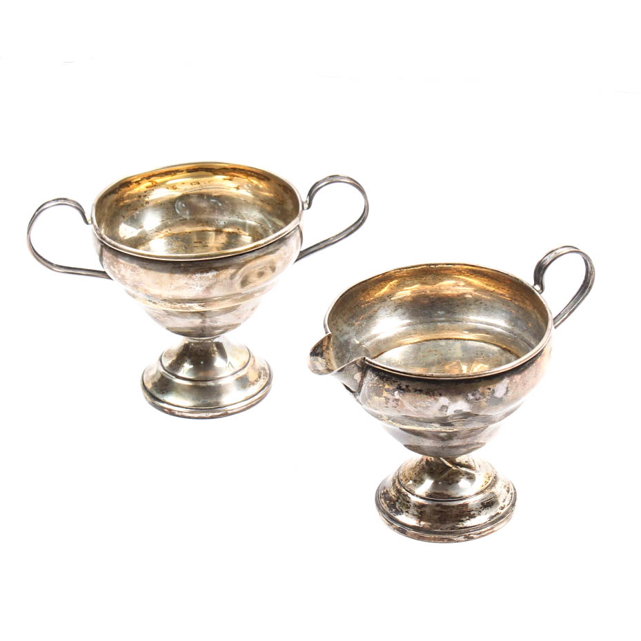 Weighted Sterling Silver Creamer and Sugar Dish