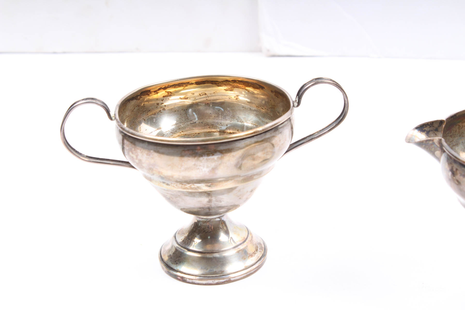 Weighted Sterling Silver Creamer and Sugar Dish