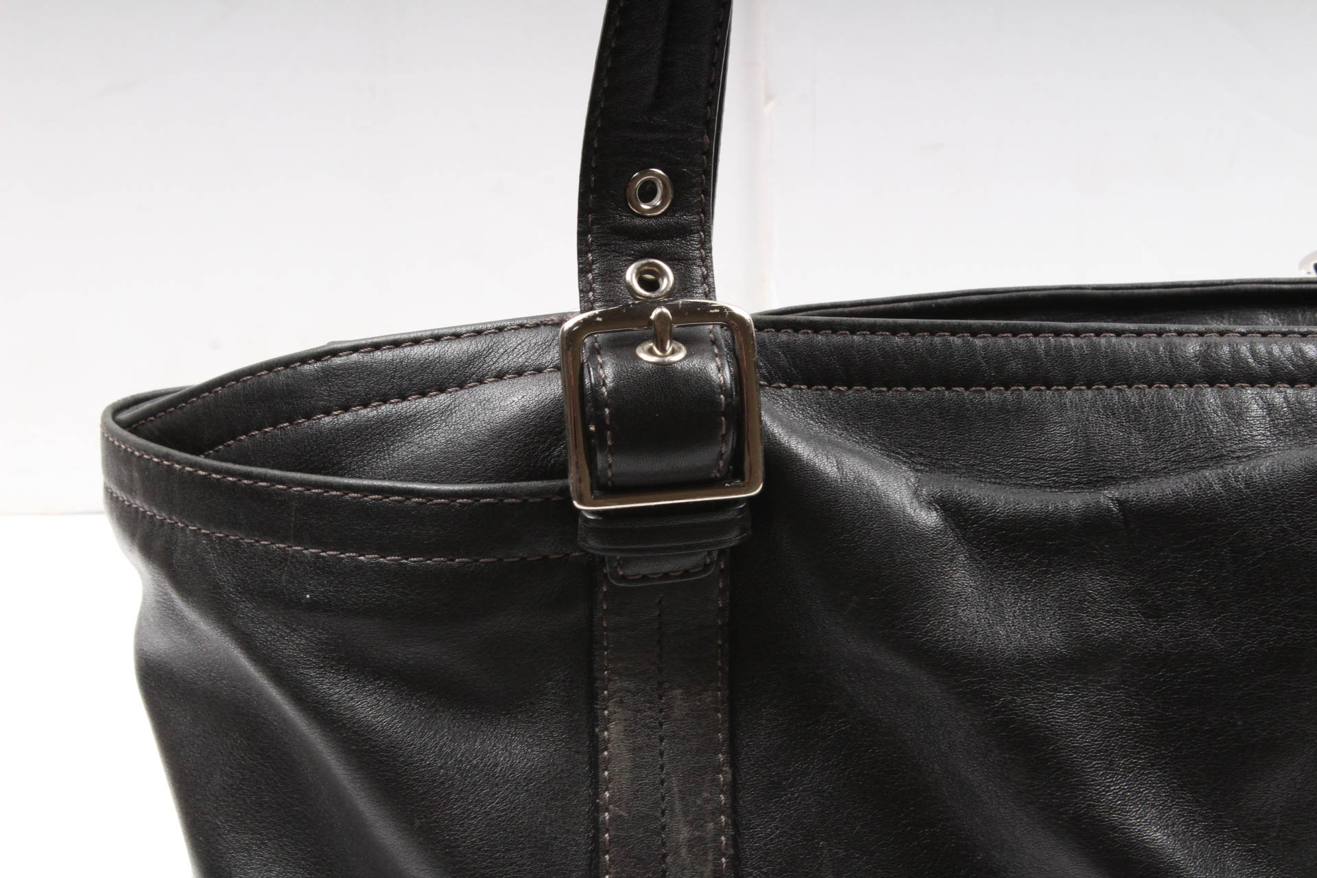Coach Black Leather Executive Tote with Key Fob
