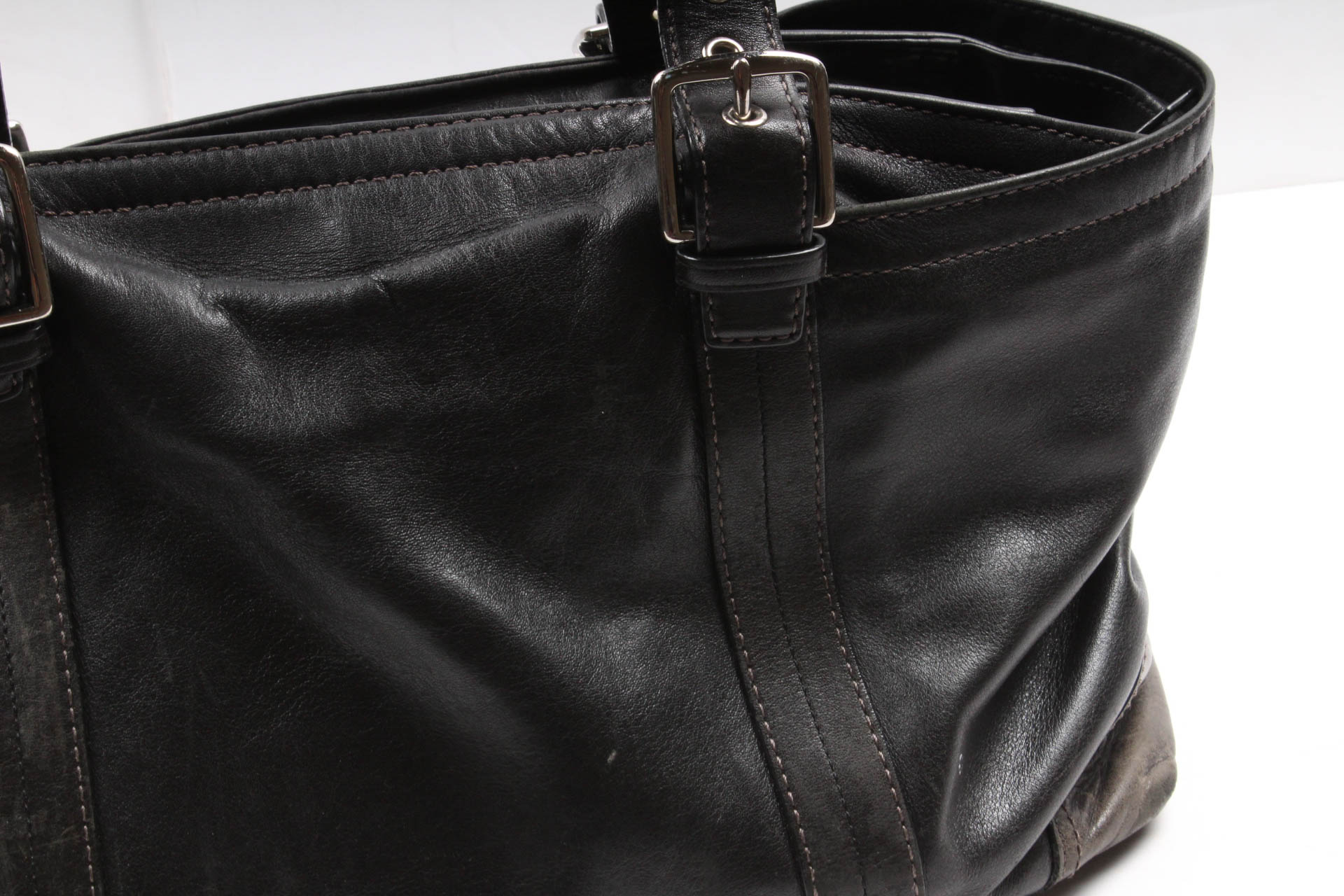 Coach Black Leather Executive Tote with Key Fob