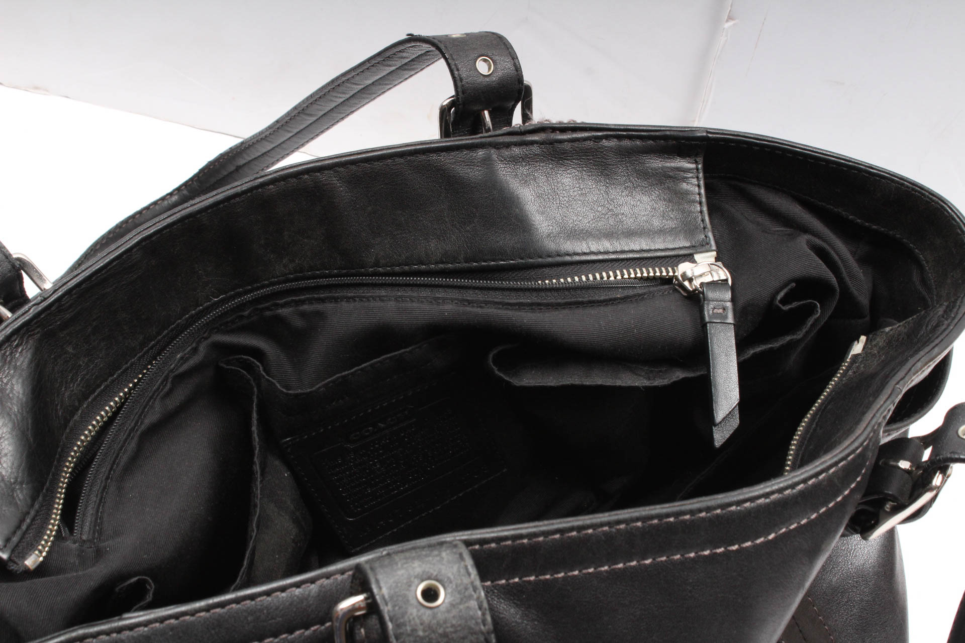 Coach Black Leather Executive Tote with Key Fob