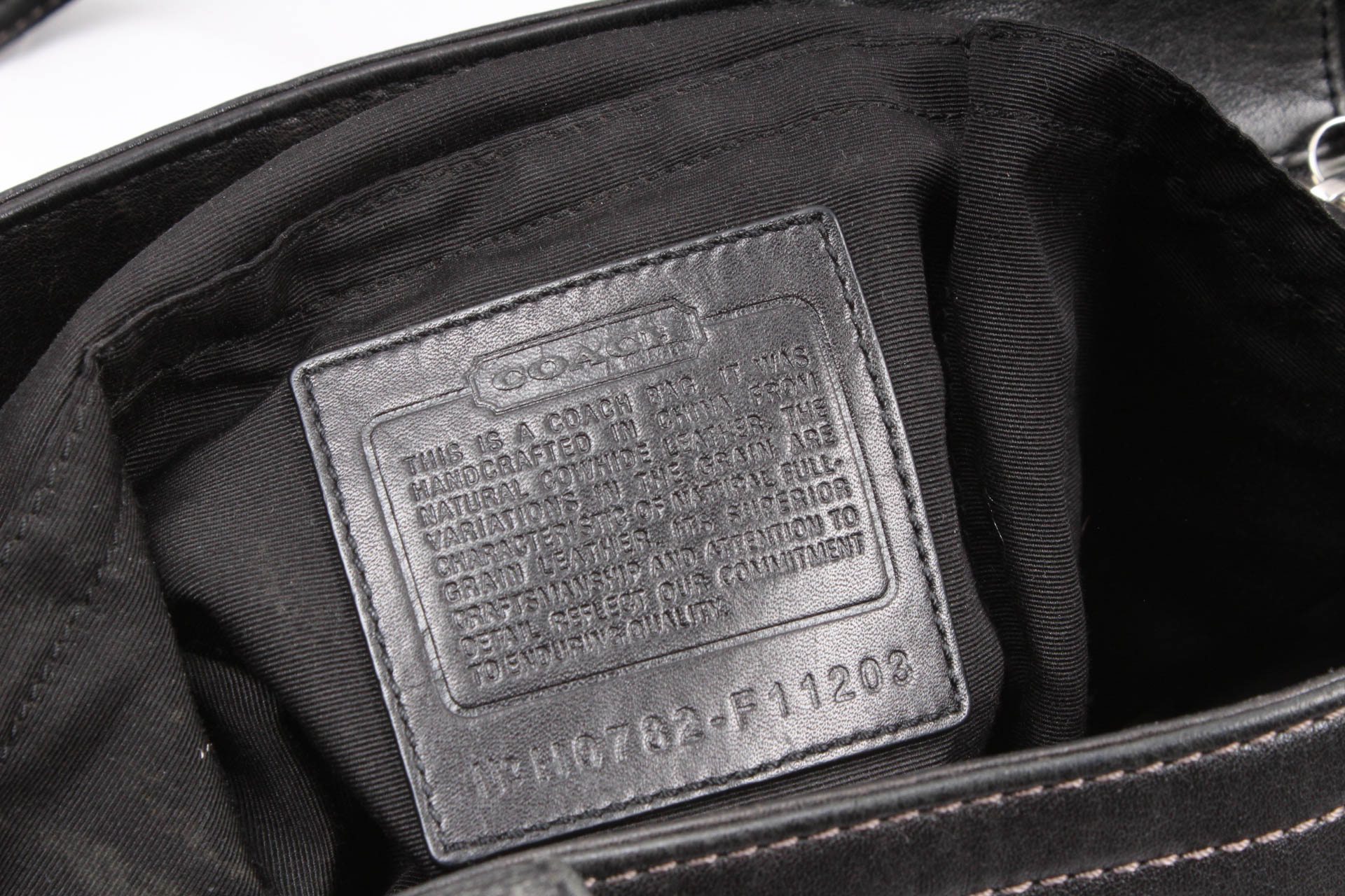 Coach Black Leather Executive Tote with Key Fob