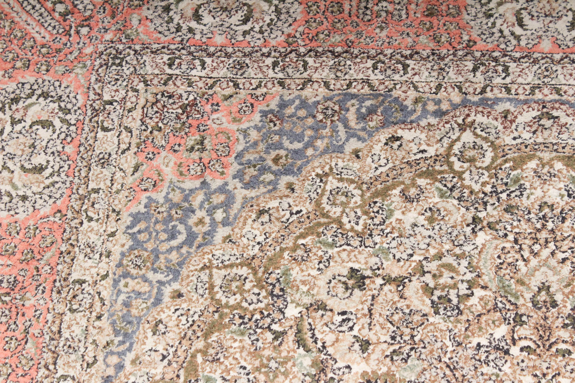 Hand-Knotted Persian Qom Pure Silk Rug