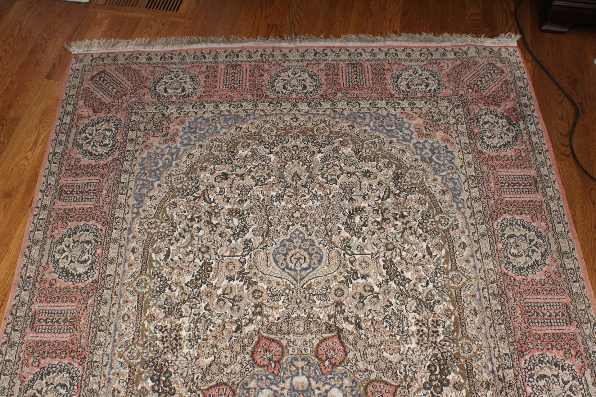 Hand-Knotted Persian Qom Pure Silk Rug