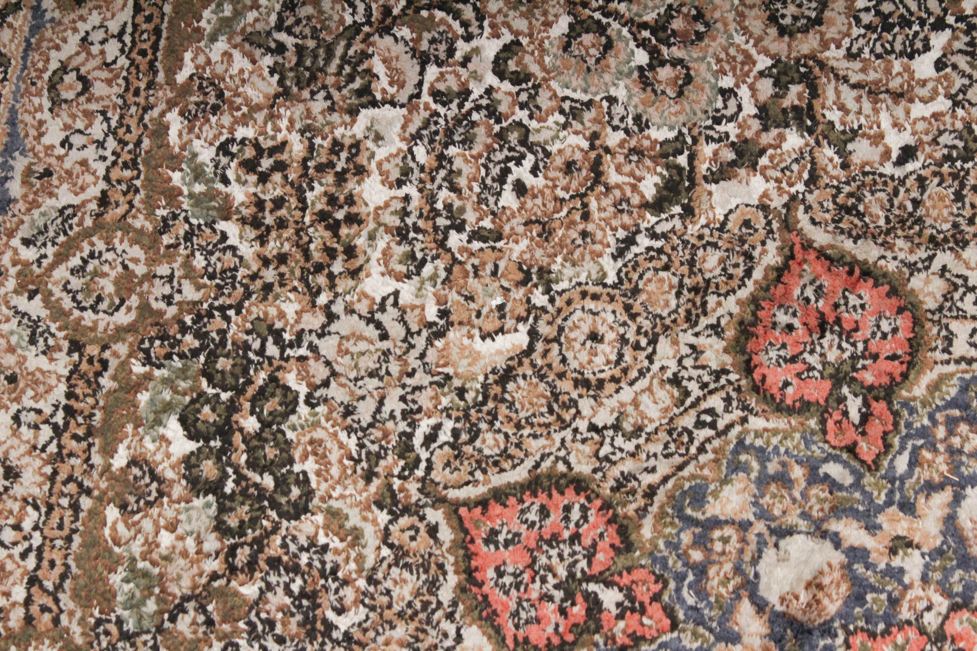 Hand-Knotted Persian Qom Pure Silk Rug