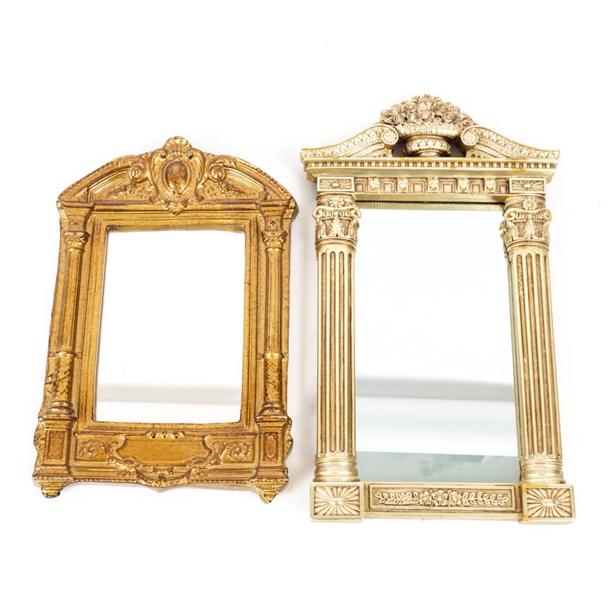 Neoclassical Style Miniature Gold Framed Mirrors