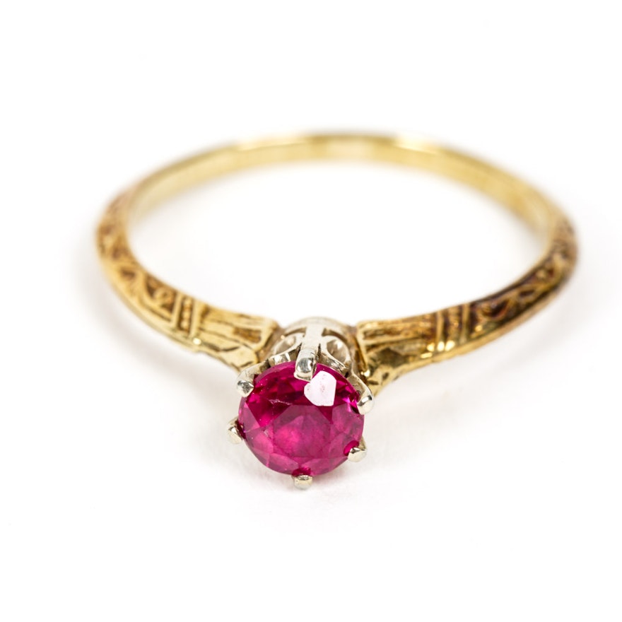 14K Yellow Gold and Ruby Ring