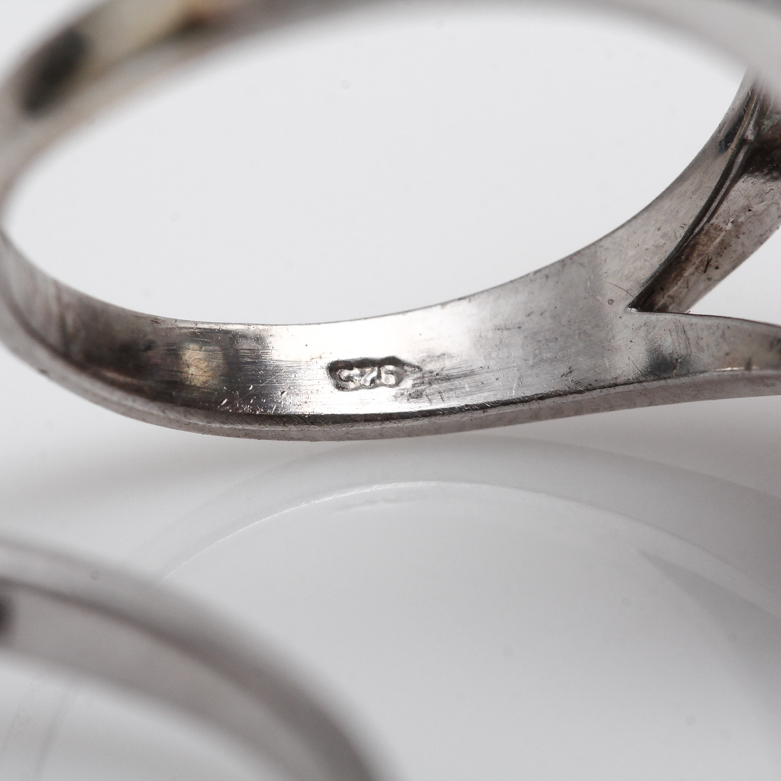 Sterling Silver, Amethyst, Blue Carnelian, and Garnet Rings