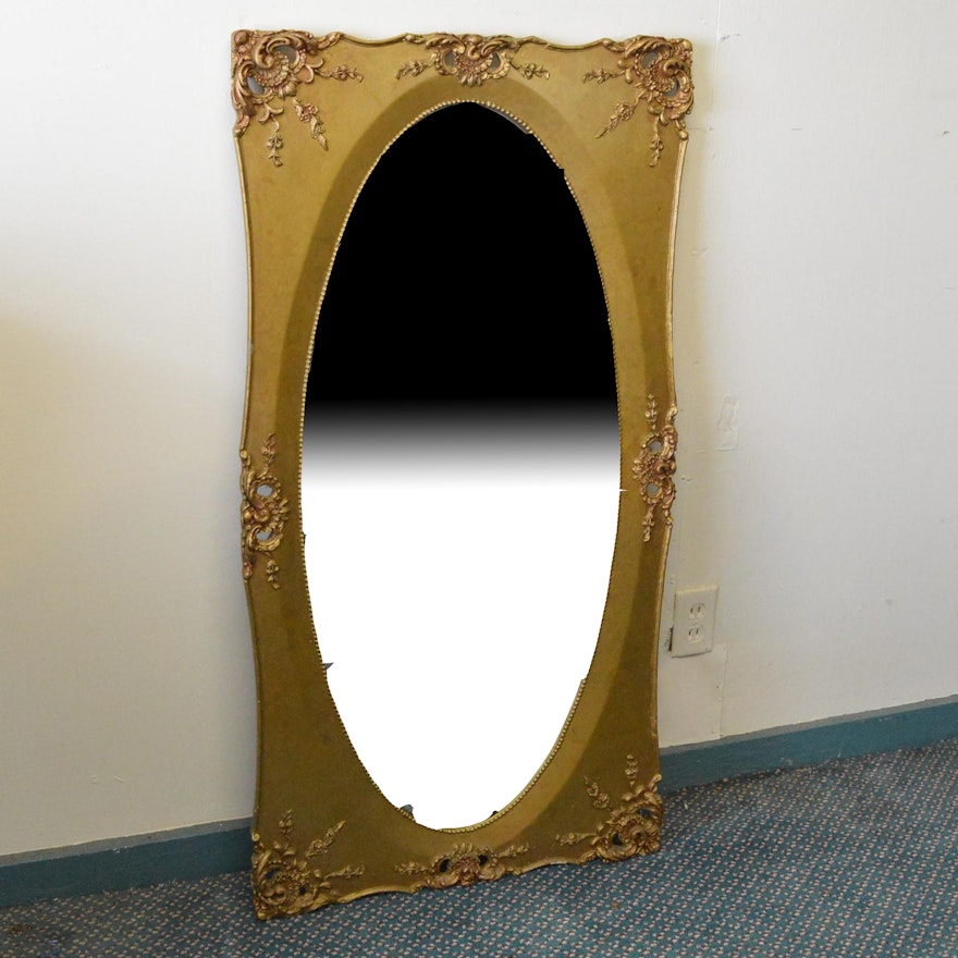 Gold-Tone Oval Wall Mirror
