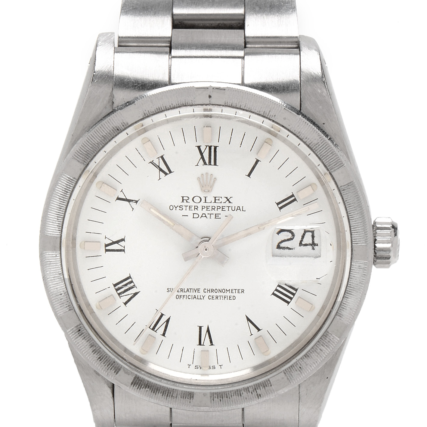 Rolex Oyster Date Steel White Roman 34.00 mm Automatic Watch