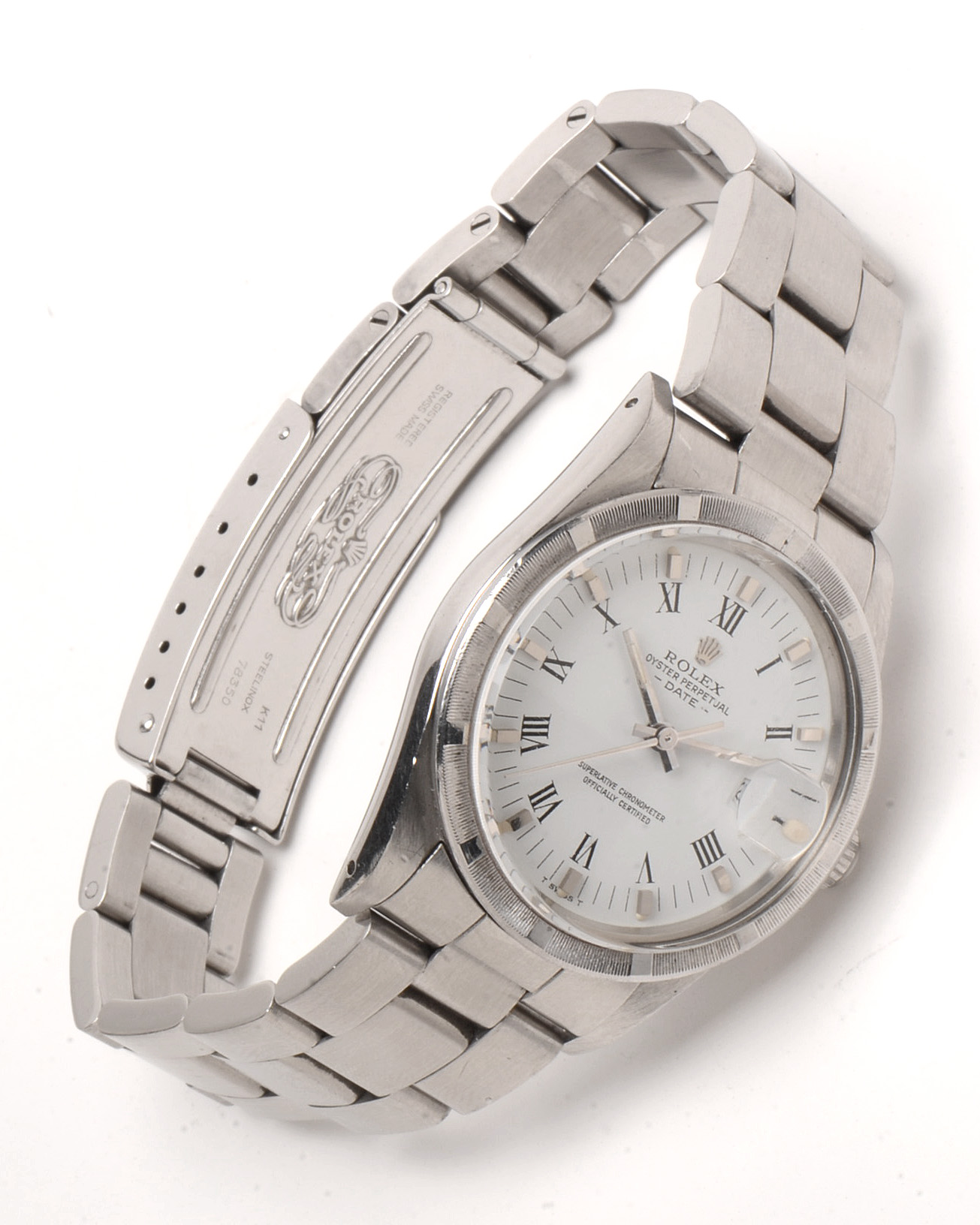 Rolex Oyster Date Steel White Roman 34.00 mm Automatic Watch