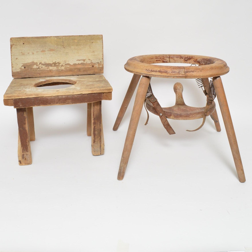 Vintage Child's Commode and Bouncing Chair