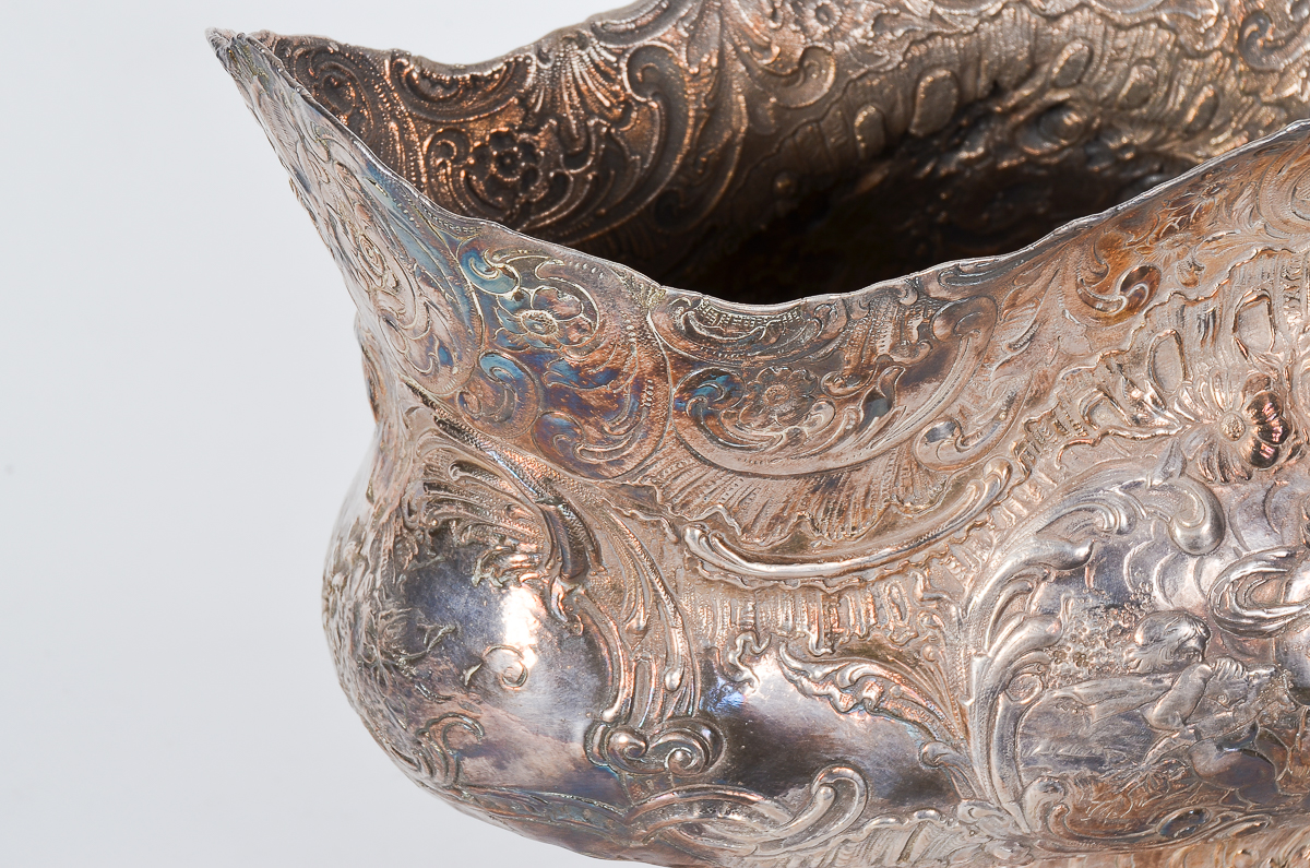 Antique German Sterling Silver Repoussé Basket