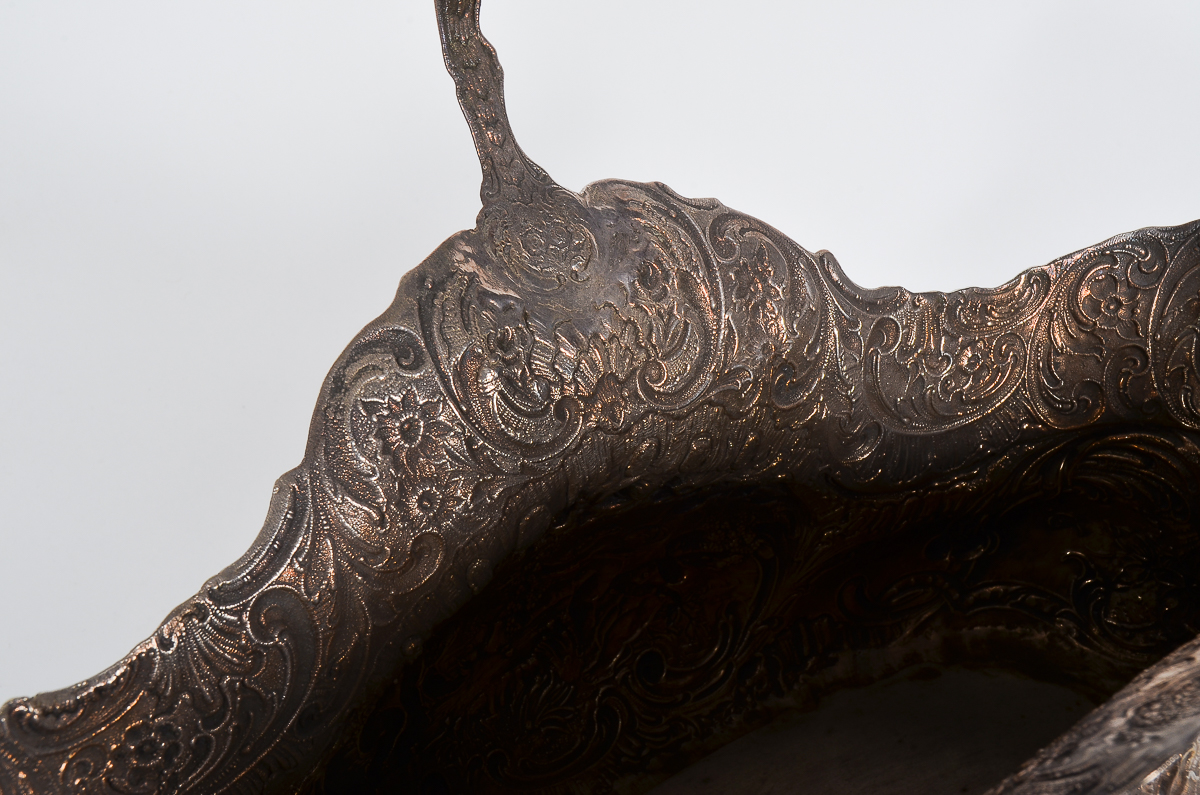 Antique German Sterling Silver Repoussé Basket
