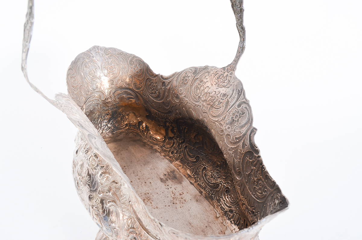 Antique German Sterling Silver Repoussé Basket