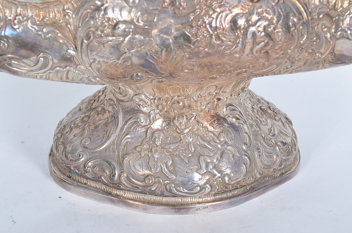 Antique German Sterling Silver Repoussé Basket
