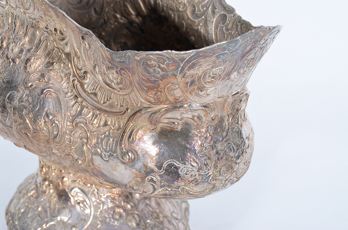 Antique German Sterling Silver Repoussé Basket