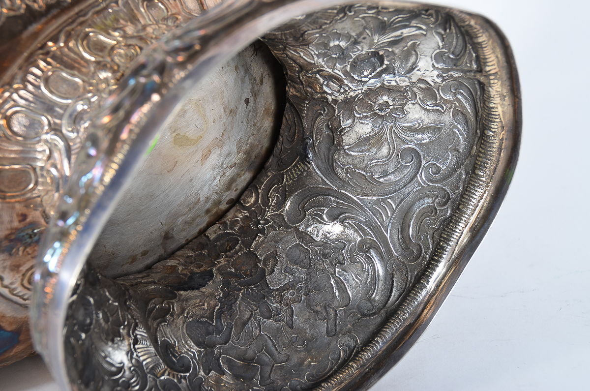 Antique German Sterling Silver Repoussé Basket