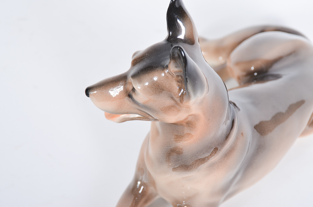 Vintage German Porcelain Dog Figurine