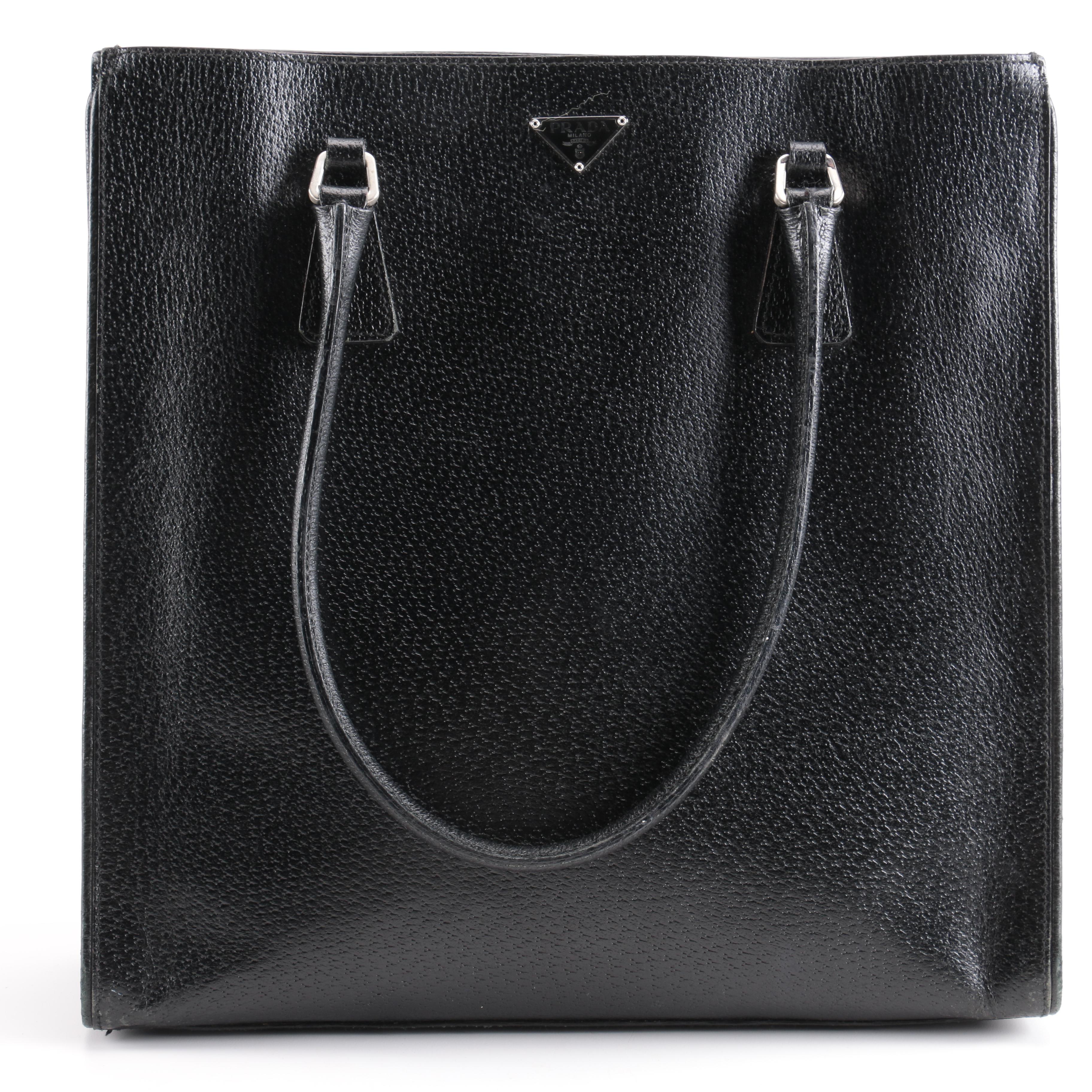 Prada Pebbled Leather Tote Bag