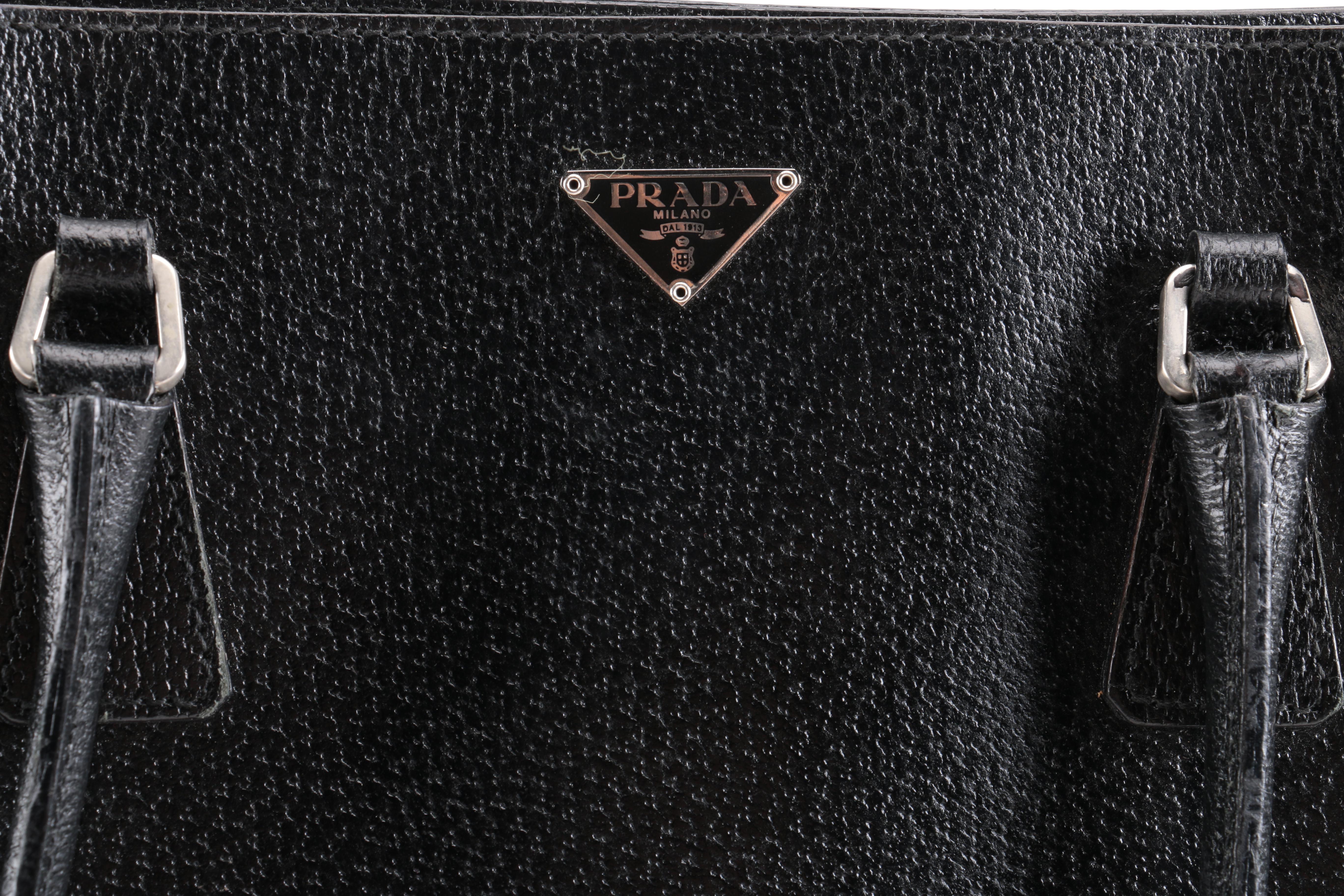 Prada Pebbled Leather Tote Bag