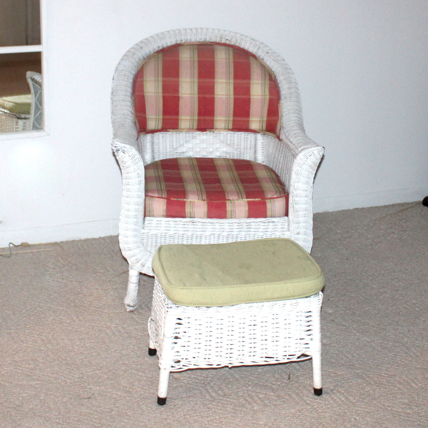 Wicker Club Chair and Footstool