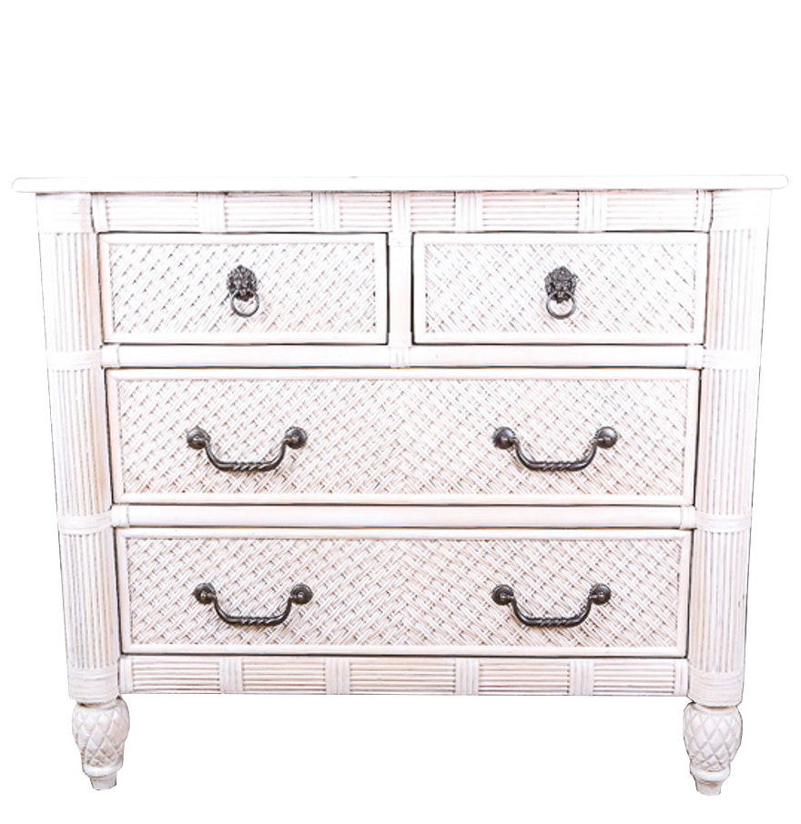 Hollywood Regency Style Rattan Chest of Drawers by Lexington