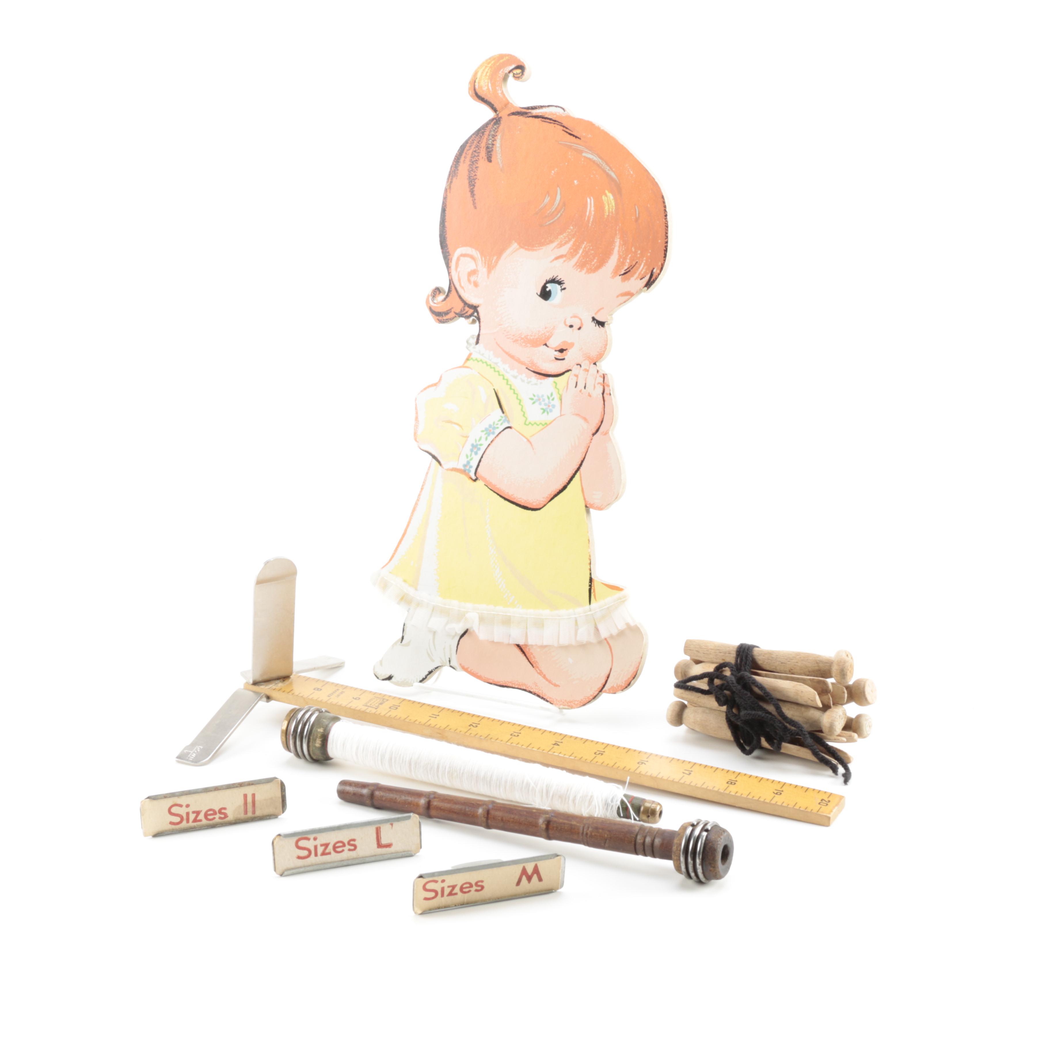 Vintage Home Keeping Decor With Spools, Clothespins and More