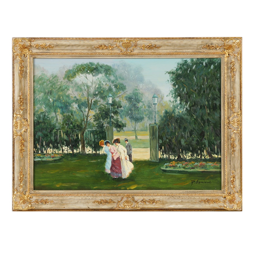 Riccardo Damiani Oil Painting on Canvas "In the Park"