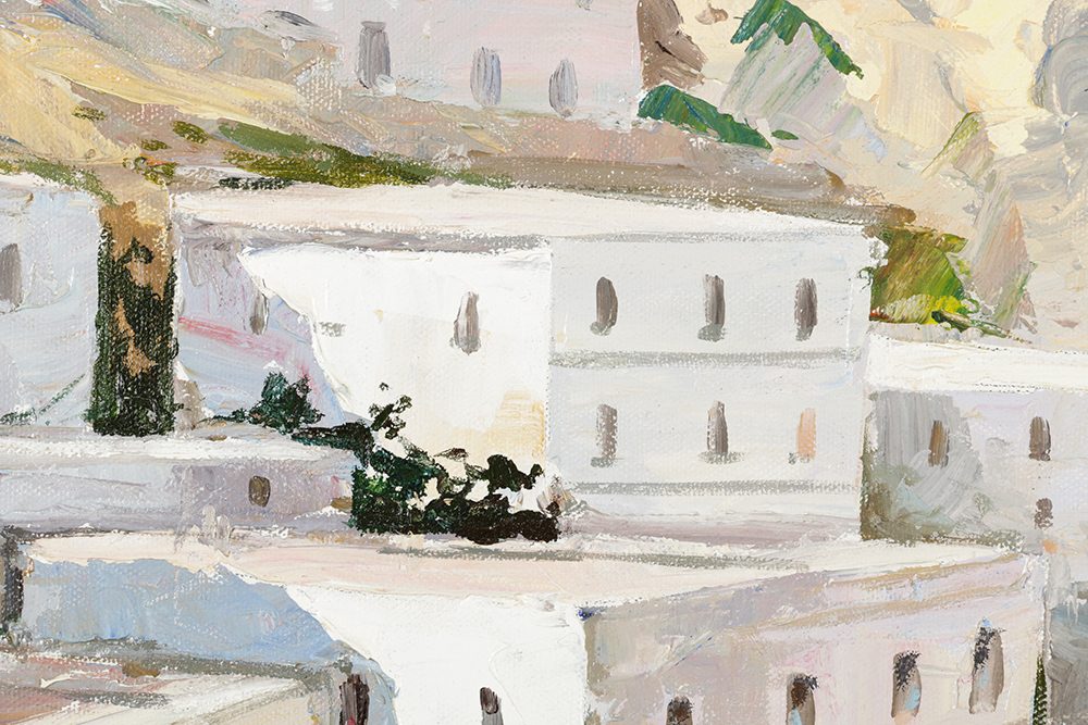 Martha Cristel Oil Painting on Canvas "Boats in Harbor"