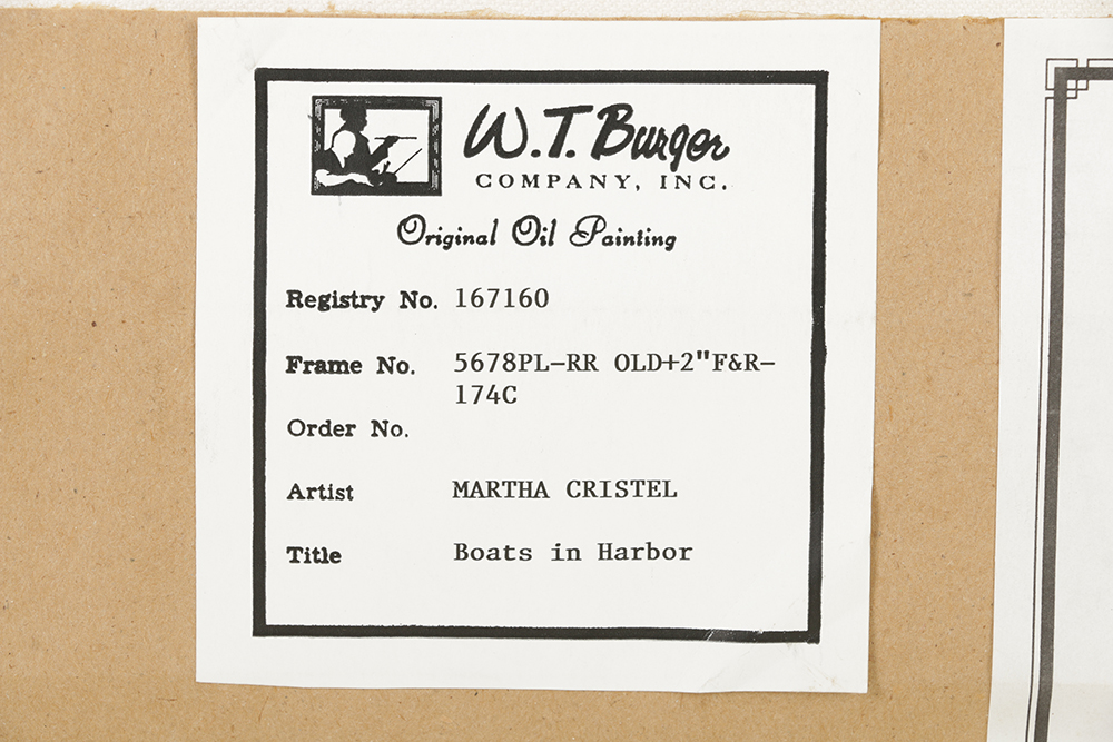 Martha Cristel Oil Painting on Canvas "Boats in Harbor"