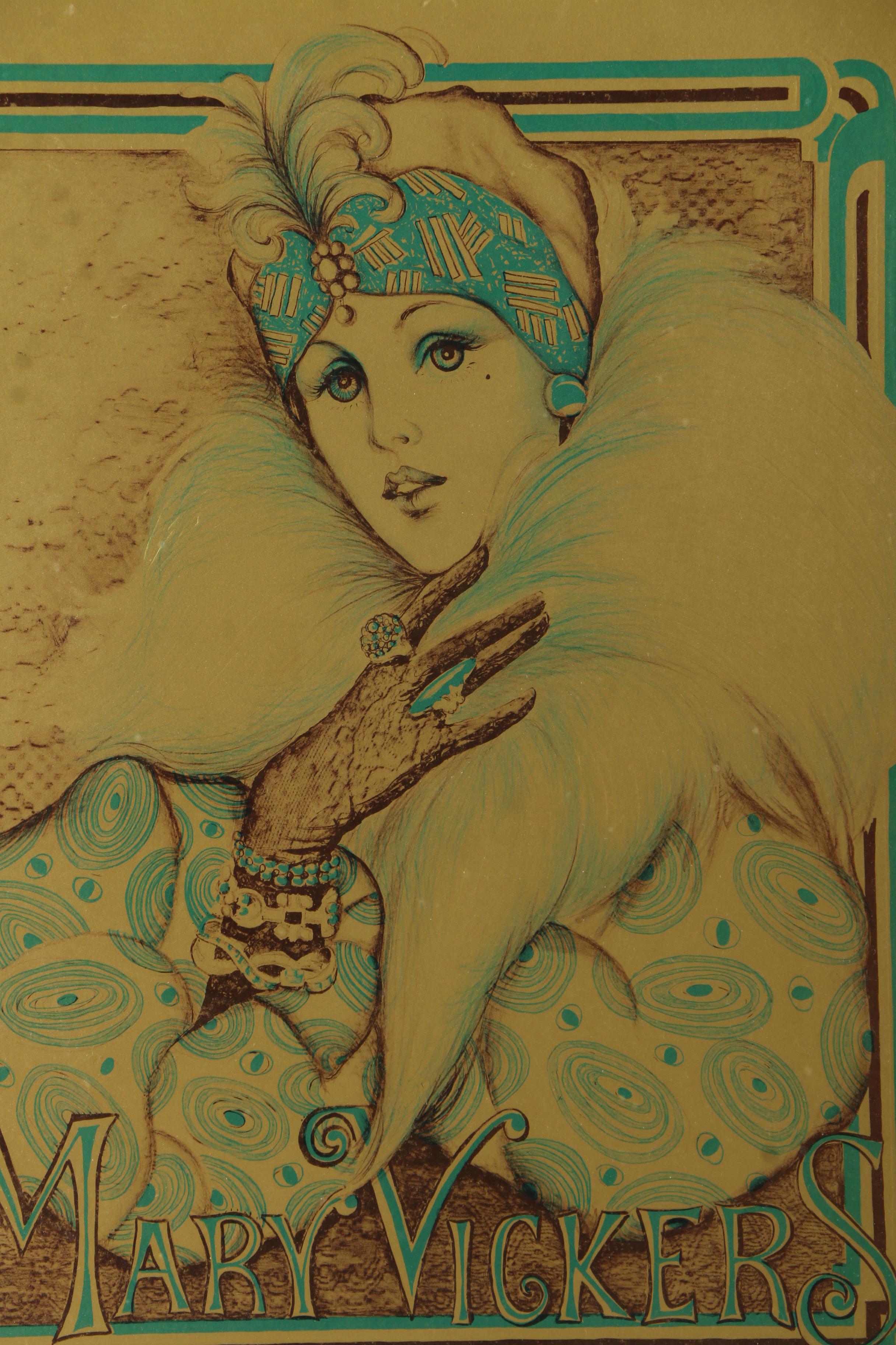 Mary Vickers Lithograph of a Woman in a Fur Collar