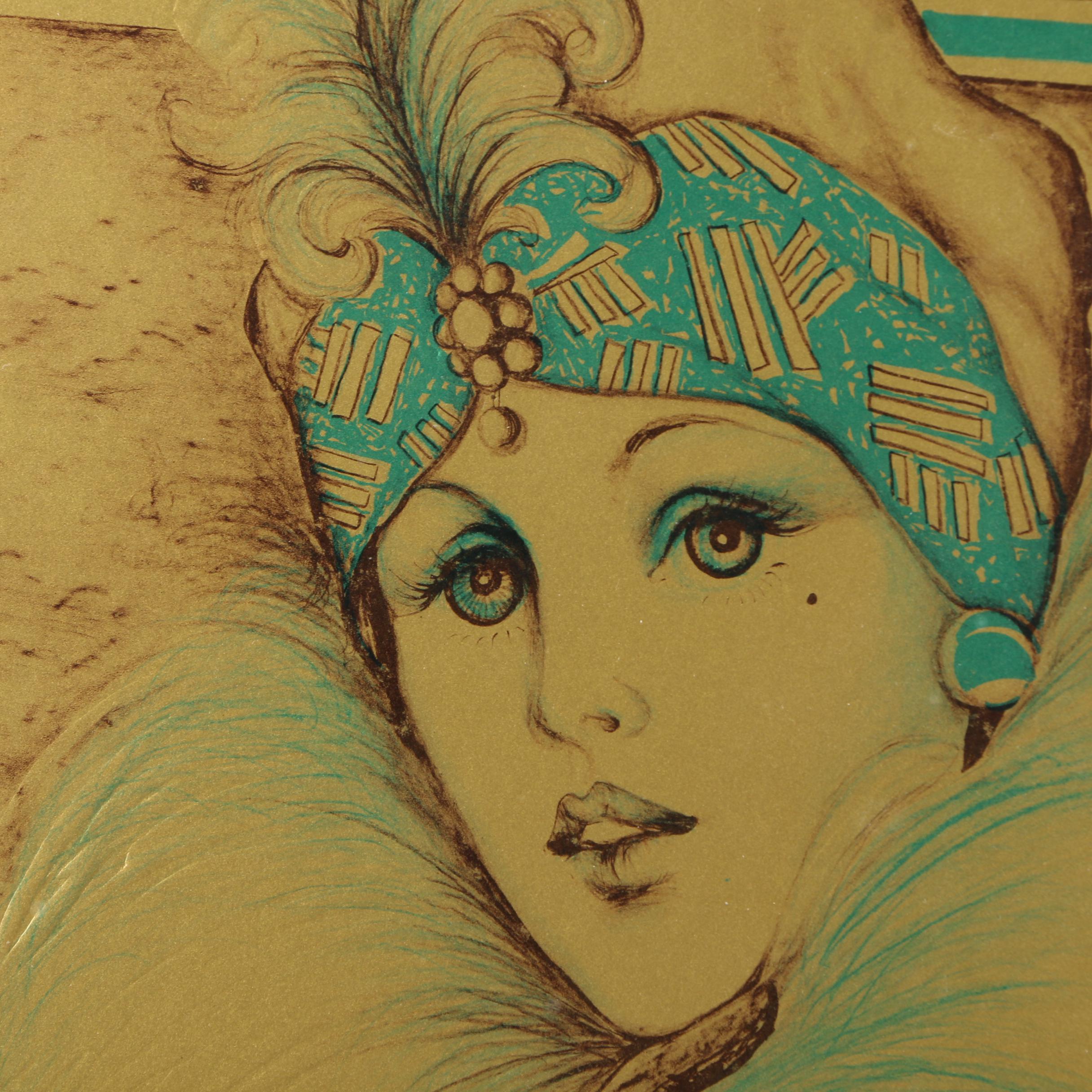 Mary Vickers Lithograph of a Woman in a Fur Collar