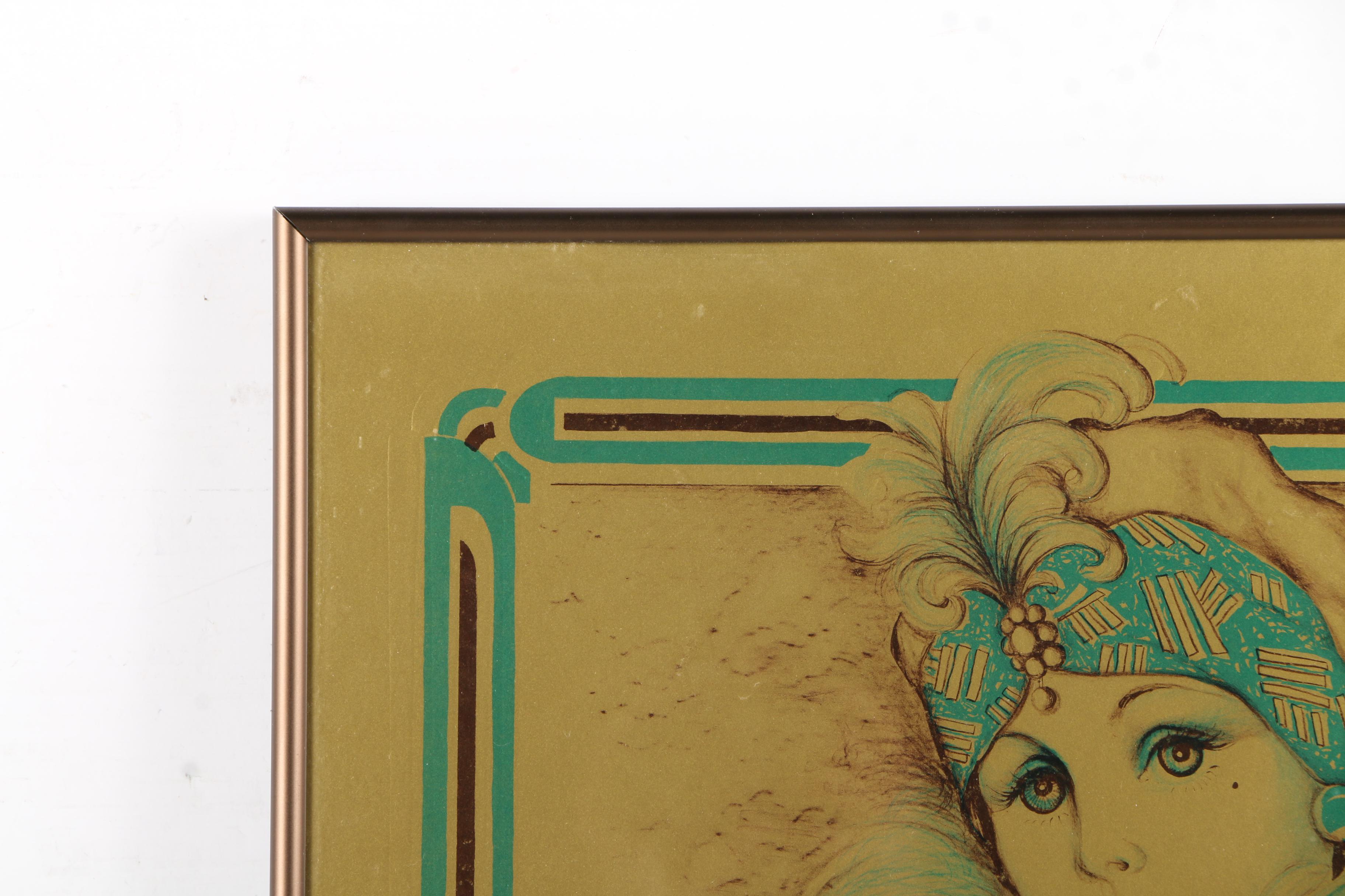 Mary Vickers Lithograph of a Woman in a Fur Collar