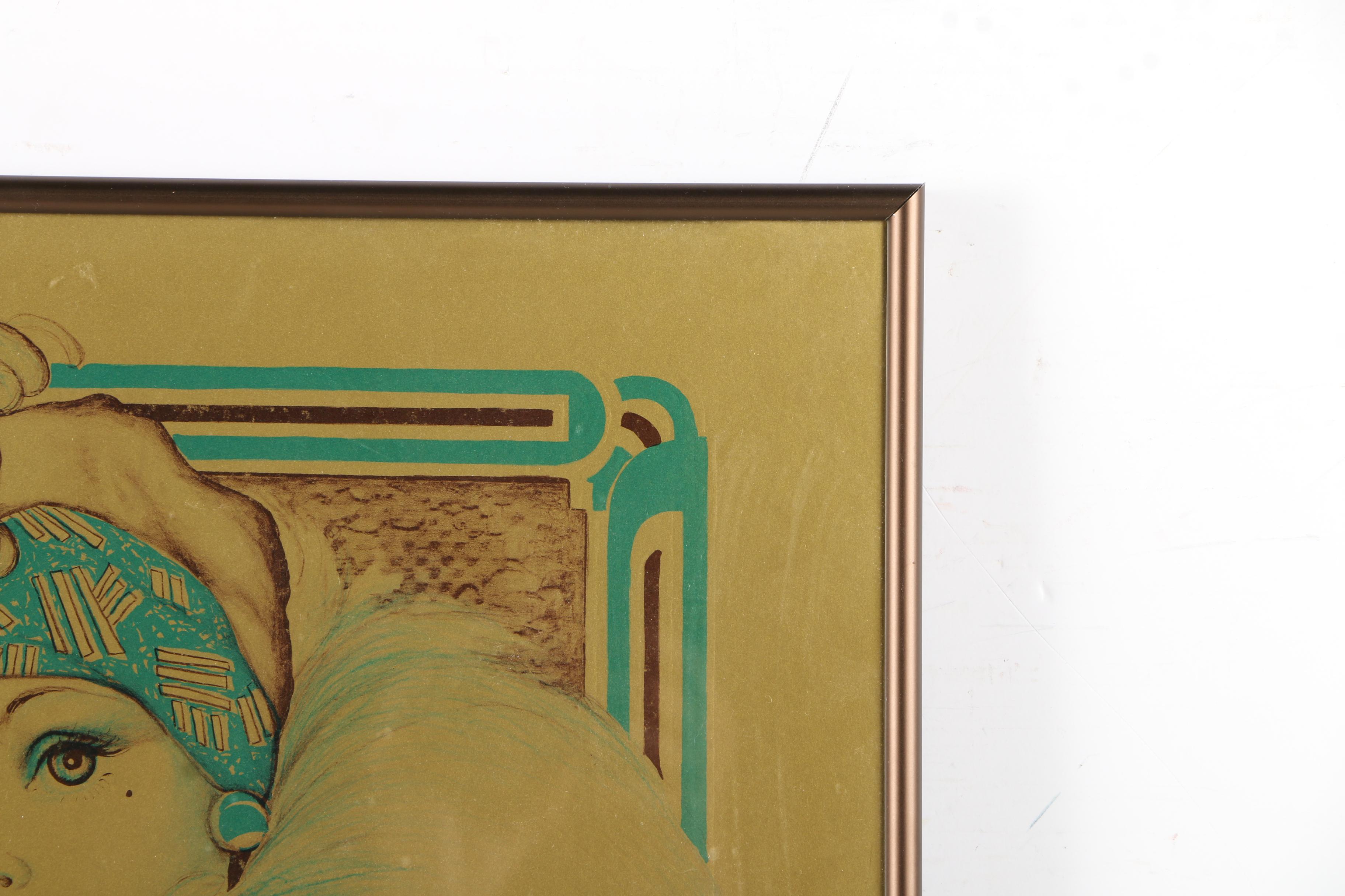 Mary Vickers Lithograph of a Woman in a Fur Collar