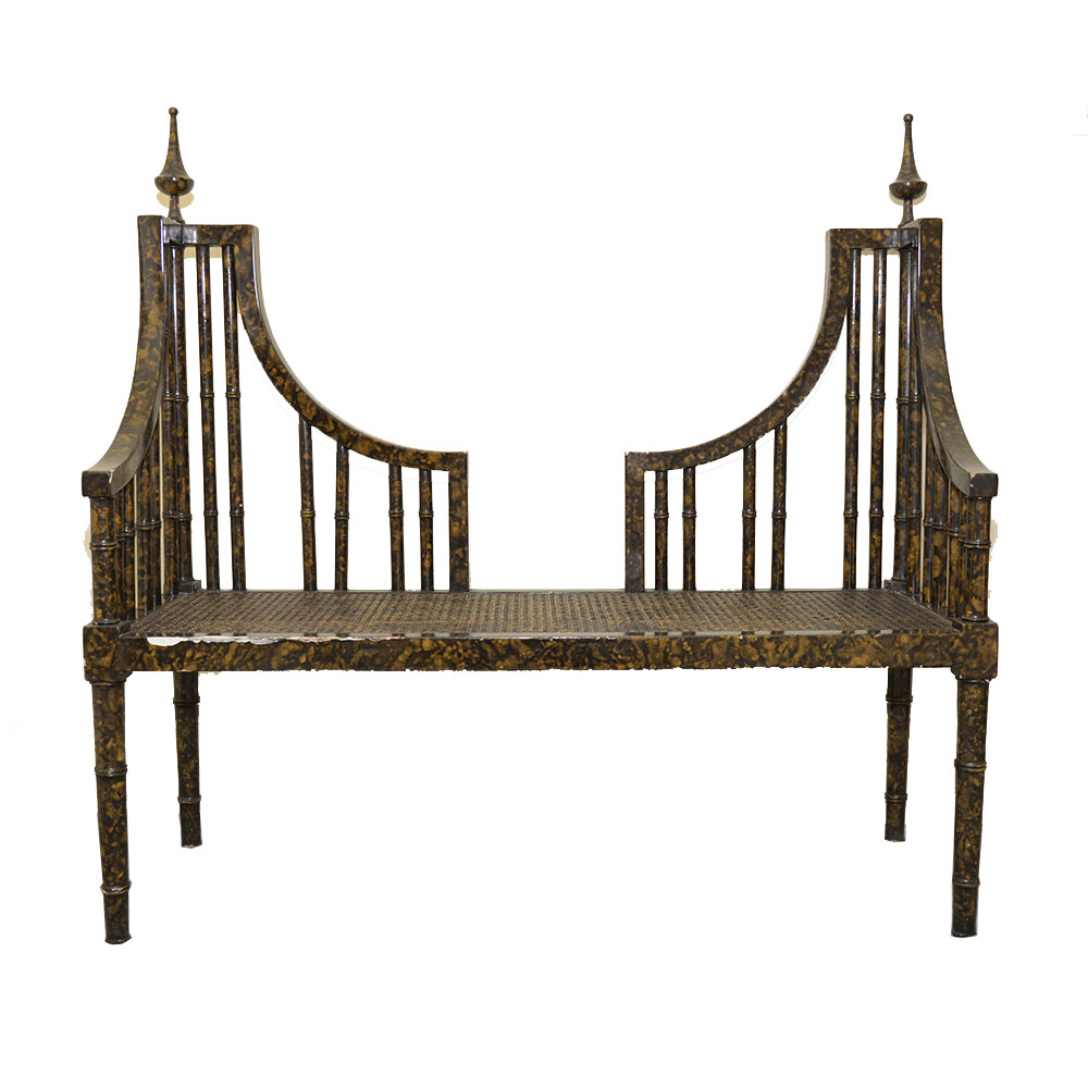 Faux Tortoise Wood Entryway Bench