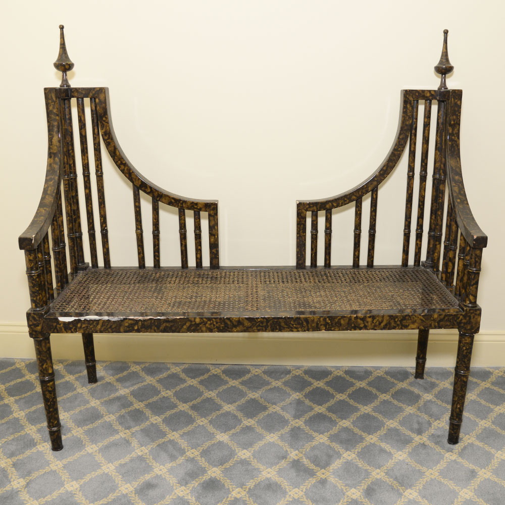 Faux Tortoise Wood Entryway Bench