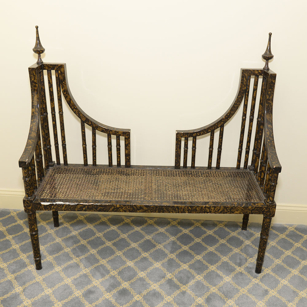 Faux Tortoise Wood Entryway Bench